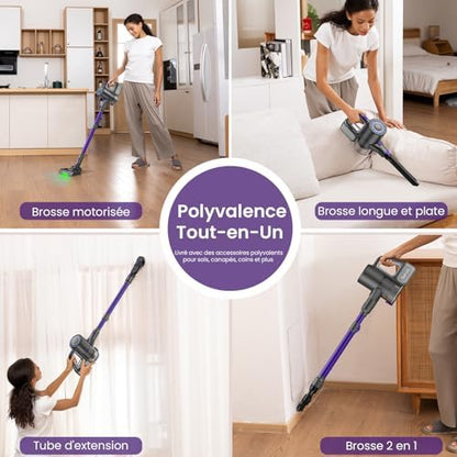 Suirviz Aspirateur sans Fil U8, 40kpa, 35 Min Autonomie, Lumière LED Verte