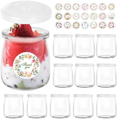 Pots en Verre Polyvalents 150 ml avec Couvercle, Lot de 12