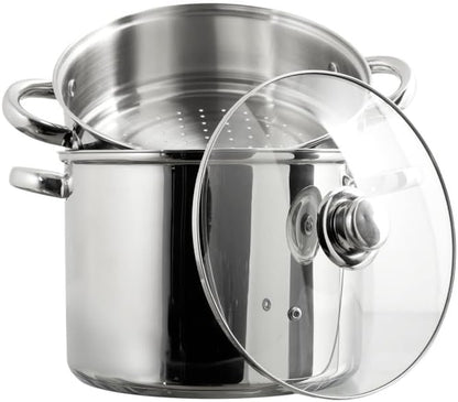 Couscoussier Induction 8L en Inox, Argent, Dimensions 33,5x24,5x25,5 cm