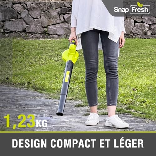 SnapFresh Souffleur de Feuilles sans Fil YOR-YFT01-20V, 20V, 210 km/h, 1,2kg