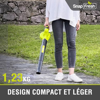 SnapFresh Souffleur de Feuilles sans Fil YOR-YFT01-20V, 20V, 210 km/h, 1,2kg