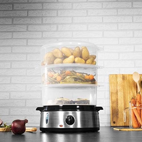 Cecotec Cuiseur à Vapeur Électrique Vapovita 3000 INOX, 800 W, 3 Paniers, Minuterie 60 Min