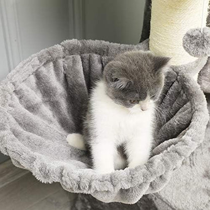 Grand Arbre à Chat XXL avec Griffoir Sisal, 2 Plates-formes, Gris et Blanc