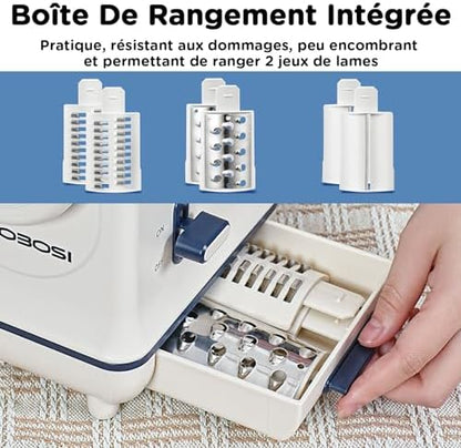 AAOBOSI Râpe Légumes Électrique, Modèle Mise à Jour, 3 Lames, Moteur Silencieux