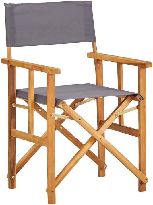 Chaise de metteur en scène - Bois d'acacia massif - Tissu gris foncé