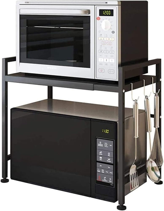 Étagère Extensible en Métal - Support Micro-Ondes - 2 Couches