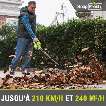 SnapFresh Souffleur de Feuilles sans Fil YOR-YFT01-20V, 20V, 210 km/h, 1,2kg