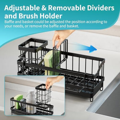 Égouttoir en Acier Inoxydable Organisateur sous évier, Foncé, 24.5x9x13 cm
