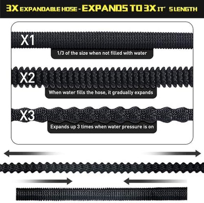 Tuyau Arrosage Extensible 30M, 8 Modes, Connecteurs Laiton 3/4' et 1/2', Noir