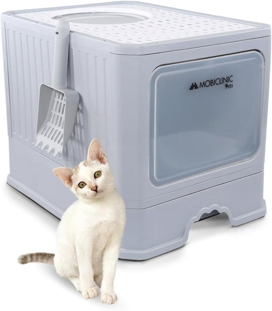 Maison de Toilette pour Chats - Double Entrée - Tiroir Amovible