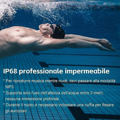 Casque Bluetooth 5.3 Conduction Osseuse Étanche IP68, Mémoire 32 Go
