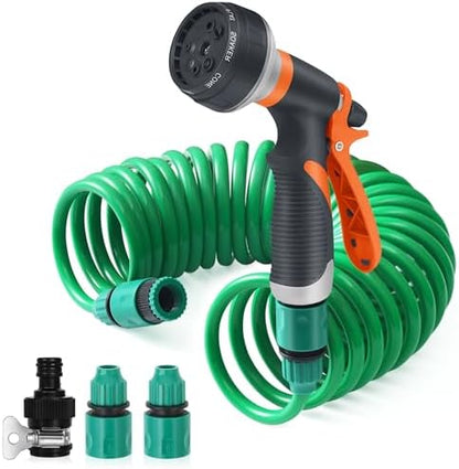 Tuyau d'Arrosage Extensible 7.5m avec 8 Modes Pistolet, Vert