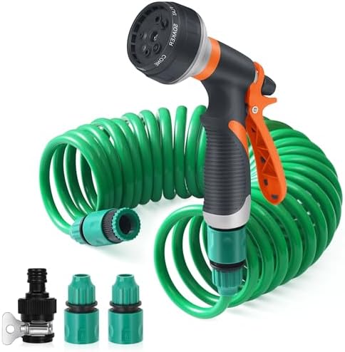 Tuyau d'Arrosage Extensible 7.5m avec 8 Modes Pistolet, Vert
