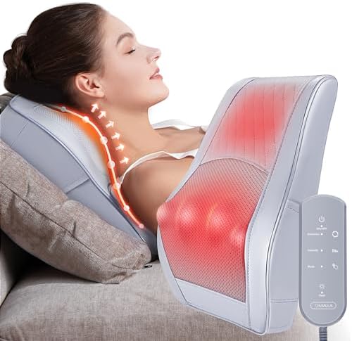 Masseur Cervical avec Coussin Chauffant, Massage Dos et Cou, 3 Intensités Réglables
