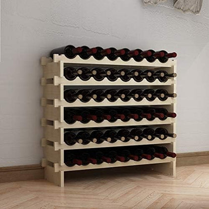 Casier à Vin en Bois Range Bouteille Vin, 6 Étagères, Naturel