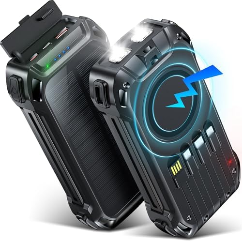 Batterie Externe Solaire 26800mAh avec Charge Rapide et Câbles Intégrés
