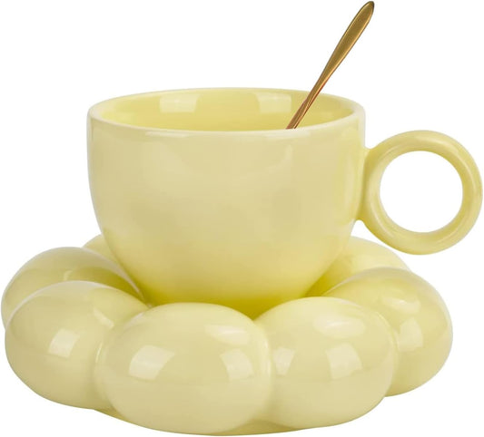 Ensemble de Tasse à Café en Céramique - Design Créatif - Avec Cuillère et Sous-Verre