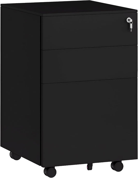 Armoire de Bureau Mobile - 3 Tiroirs - Serrure Sécurisée