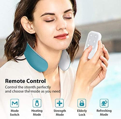 Masseur Cervical Portable avec Fonction Chauffante, 6 Modes et 18 Intensités
