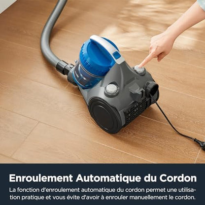 EUREKA Aspirateur Traîneau WhirlWind, 700W, Cyclonique, 1.5L, Bleu