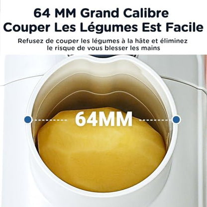 AAOBOSI Râpe Légumes Électrique, Modèle Mise à Jour, 3 Lames, Moteur Silencieux