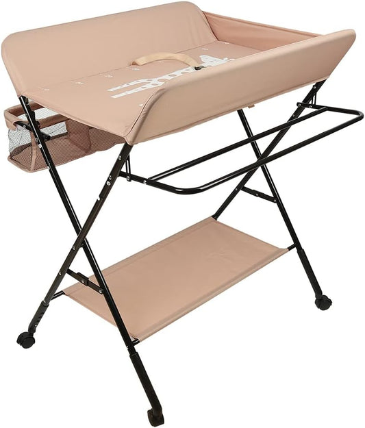 Table à Langer Pliable - Rangement Intégré - Réglable en Hauteur