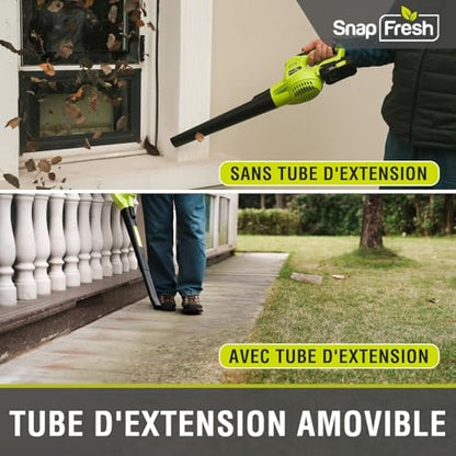 SnapFresh Souffleur de Feuilles sans Fil YOR-YFT01-20V, 20V, 210 km/h, 1,2kg