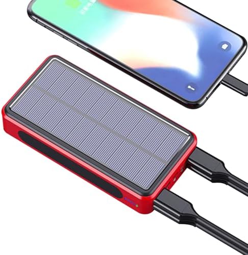 Batterie Externe Solaire 50000mAh, Chargeur Solaire avec 4 Sorties USB, Rouge