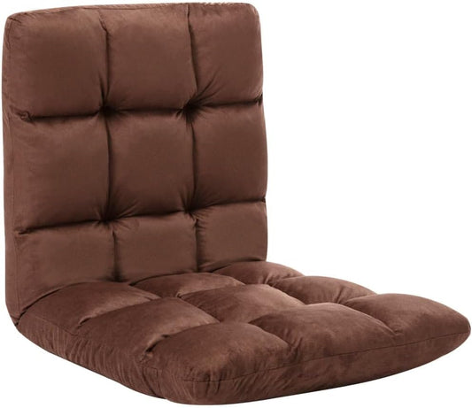 Chaise Longue de Sol - Microfibre Marron - Réglable et Durable