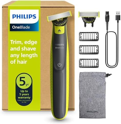 Philips Rasoir Électrique Homme OneBlade 360, QP2724/31, 2 Lames 360, 3 Peignes à Barbe