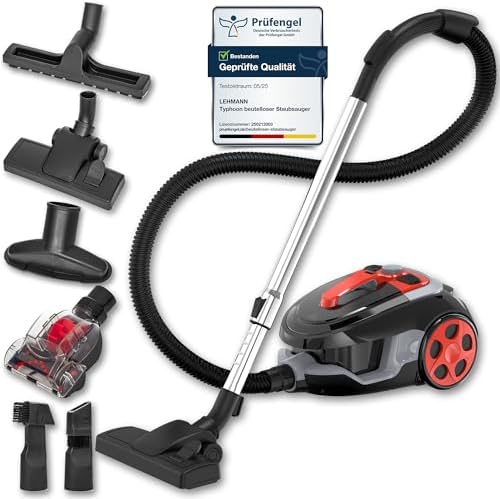 LEHMANN Aspirateur Cyclonique Typhoon 4000W, Sans Sac, Filtre HEPA, Brosse Turbo