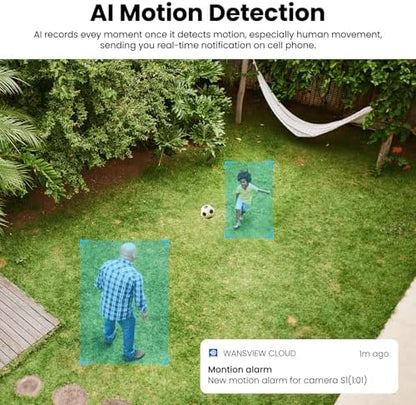 Caméra Solaire de Surveillance WiFi Extérieure 2K, Étanche IP65, Vision Nocturne Couleur