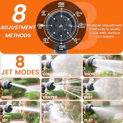 Tuyau d'Arrosage Extensible 7.5m avec 8 Modes Pistolet, Vert