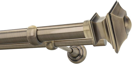 Tringle à Rideaux Double - Laiton Antique - Fixation Murale 200 cm