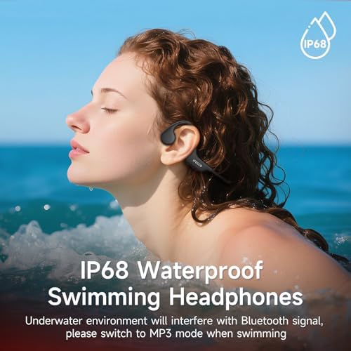 Casque Étanche IP68 Conduction Osseuse pour Natation, Bluetooth 6.0, MP3 8G