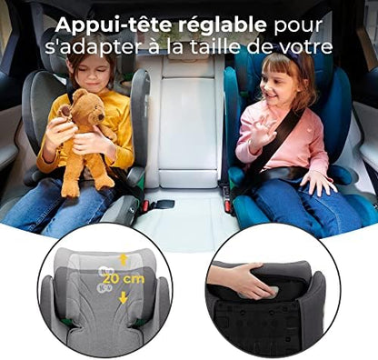 Kinderkraft Siège Auto Isofix JUNIOR FIX i-Size, Groupe 2/3, 100-150 cm, Gris