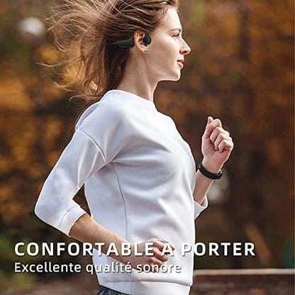 Écouteurs Bluetooth à Conduction Osseuse, Casque Sport Étanche IP65, Noir