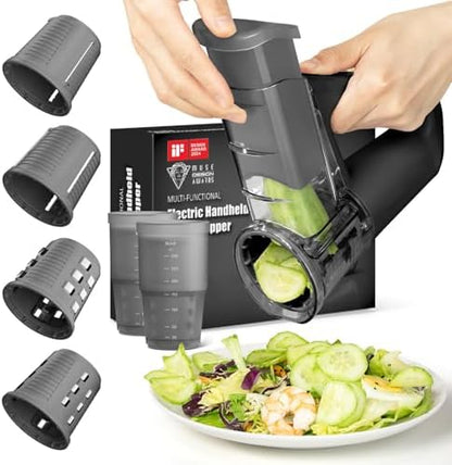 EASCANDY Trancheuse à Légumes Électrique CD039, 4 Lames Interchangeables, Sans Fil, Noir
