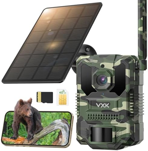 Caméra de Chasse Solaire 4G LTE, Vision Nocturne Infrarouge, 8000mAh