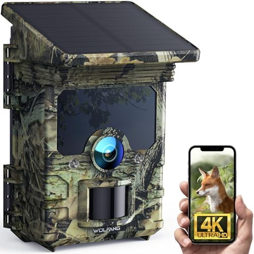 Caméra Solaire de Chasse 4K/68MP, Vision Nocturne, Détecteur de Mouvement Rapide