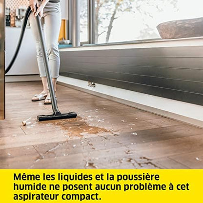 Kärcher Aspirateur Eau et Poussières WD 2 Plus, 1000 W, Cuve PVC 12L, Jaune