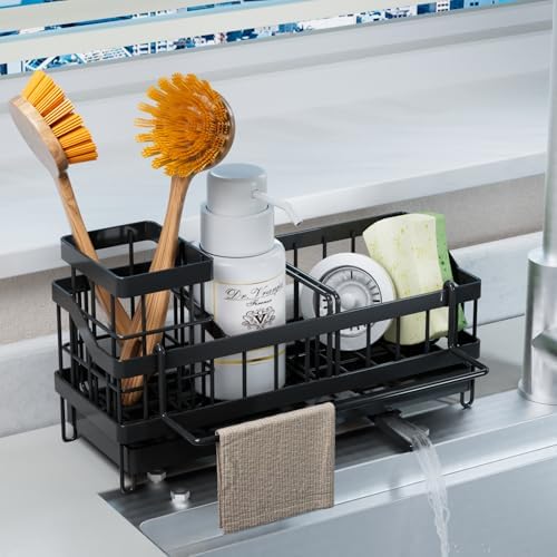 Égouttoir en Acier Inoxydable Organisateur sous évier, Foncé, 24.5x9x13 cm