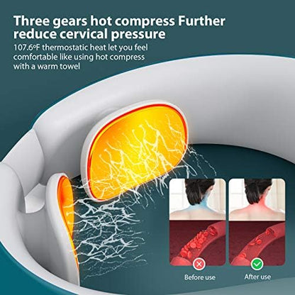 Masseur Cervical Portable avec Fonction Chauffante, 6 Modes et 18 Intensités