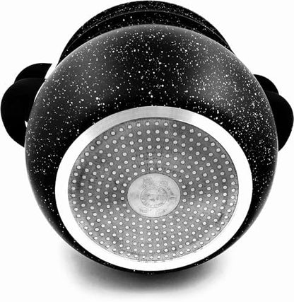 Couscoussier Induction 9L avec Revêtement Effet Pierre et Couvercle en Verre Trempé