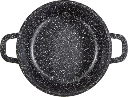 KAMBERG Faitout en Fonte d'Aluminium 28 cm, Revêtement Type Pierre, Couvercle en Verre, Induction