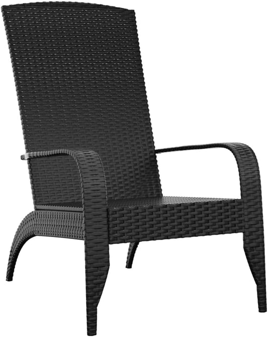 Chaise Adirondack de Jardin - Résine Tressée Noire - Cadre en Acier