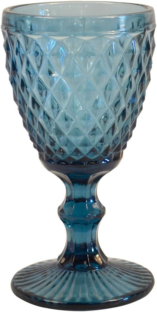 Verres à Vin - Design Diamond Bleu - Lot de 6, 20 cl