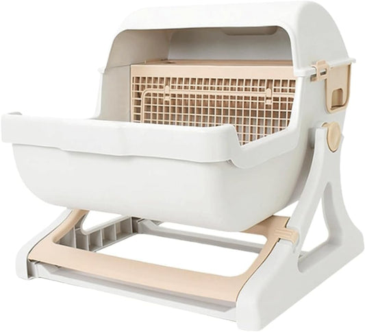 Bac à Litière Semi-Automatique - Anti-éclaboussures - Design Élégant
