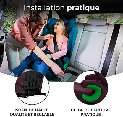 Kinderkraft Siège Auto Isofix Junior Fix i-Size, Groupe 2/3, 100-150 cm, Burgund