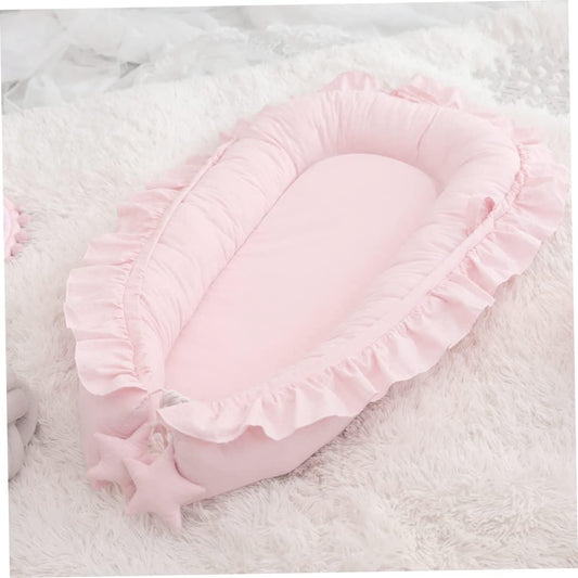 Nid de Bébé Portable - Coton Respirant - Design Élégant avec Dentelle